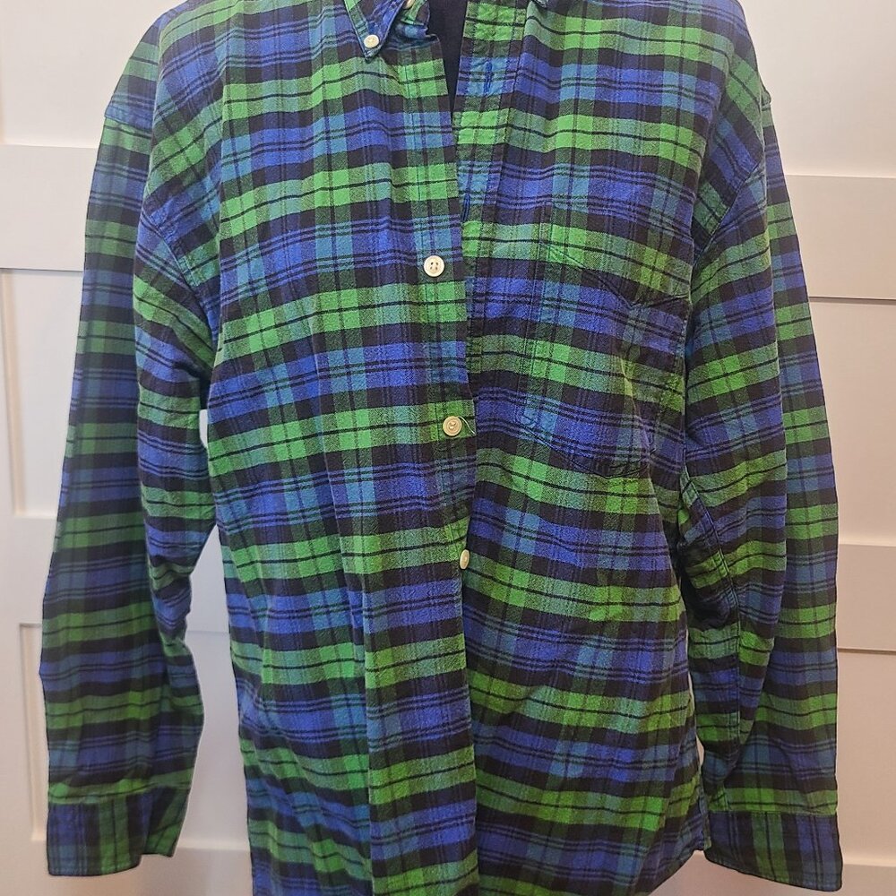 GAP Plaid Flannel Shirt – Green/Blue/Black – Size M